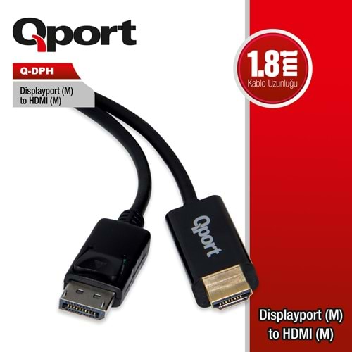 Qport Q-DPH 1,8m DP(E)=>HDMI (E)çevirici kablo