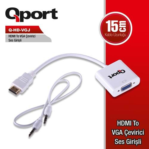 Qport Q-HD-VGJ 15cm HDMI =>VGA(D)çevirici+ses giri