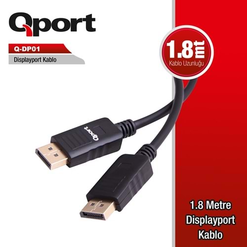 Qport Q-DP01 1,8m DP 1,2V kablo(yeni kartlara uyum
