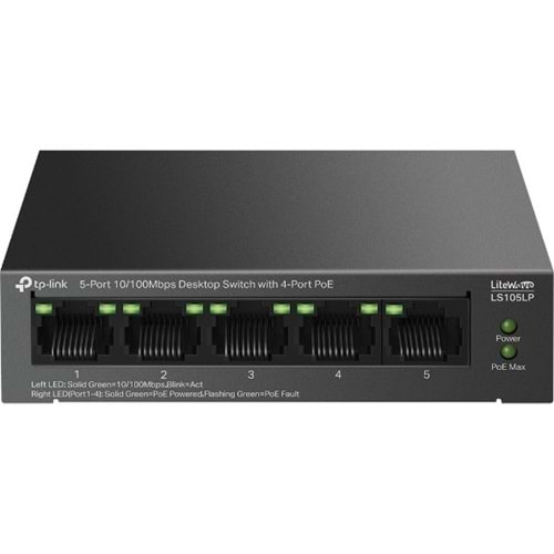 Tp Festa LS105LP 41W 5FE PoE Switch,4GE PoE,250m (3yıl üretici garantili)