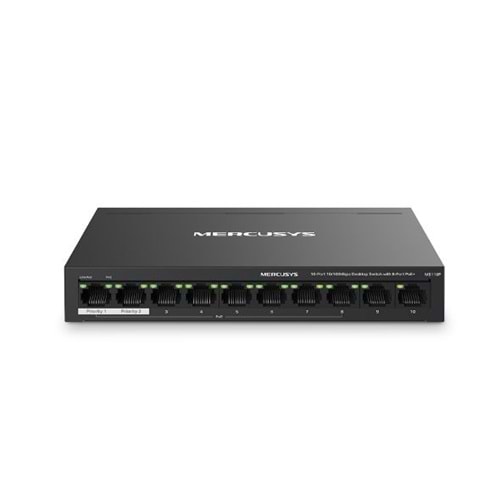 TP Mercusys MS110P 10'lu 8'i PoE switch (3yıl üretici garantili)