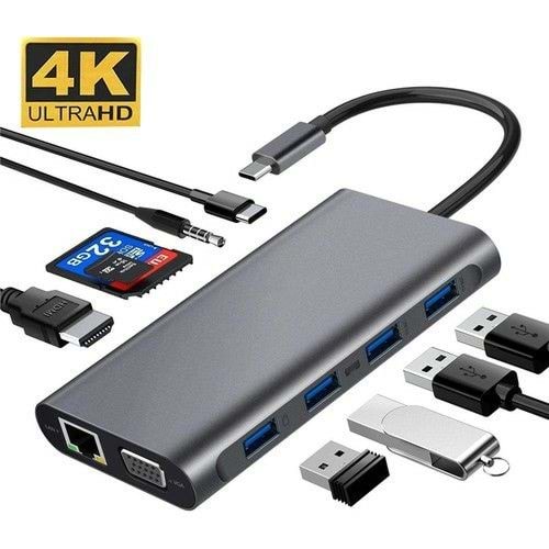 Daytona FC-31 11'li USB Type-C Docking Station (Giriş:Tip-C=>Çıkış:4*USB3.0+HDMI+VGA+Lan+Audio+ Sd+M.Sd+Pd)