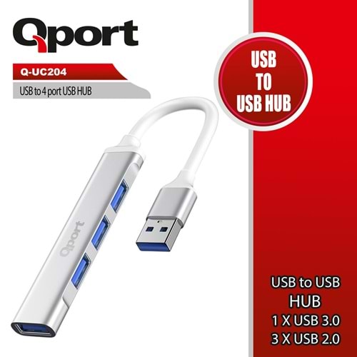 Qport Q-UC204 USB=>4'lü(1*3.0+3*2.0)USB çoklayıcı