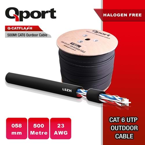 Qport Q-CATFLASH 500m dış ortam siyah 23AWG LSZH kablo