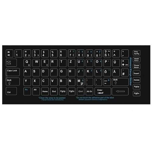 Notebook Q Almanca siyah klavye etiketi