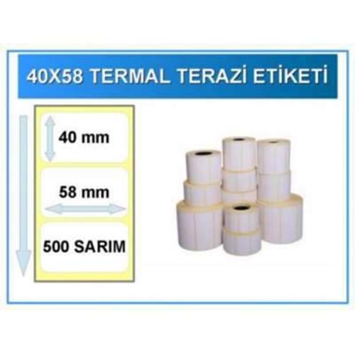 40X58 TERMAL BARKOD TERAZİ ETİKET 500 SARIM