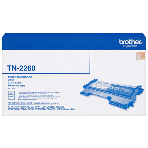 BROTHER TN-2260 Standart Kapasiteli Siyah Lazer Toner Kartuşu (Yaklaşık 1.200 Sayfa Baskı Kapasitesi)