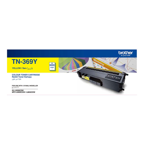 BROTHER TN-369Y Ekstra Yüksek Kapasiteli Sarı Lazer Toner Kartuşu (Yaklaşık 6.000 Sayfa Baskı Kapasitesi)