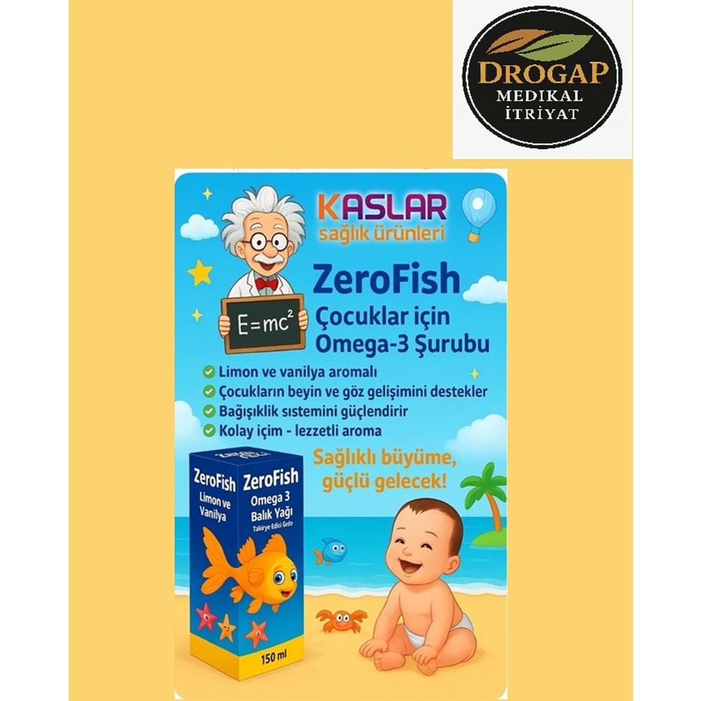 ZEROFİSH BALIK YAĞI OMEGA 3 ŞURUP LİMON VE VANİLYA 150 ML