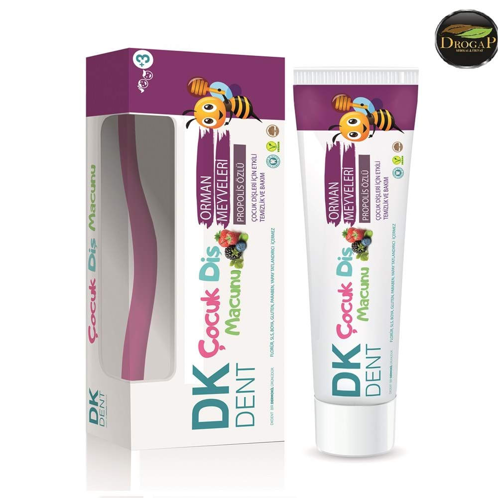 DK DENT DERMOKİL ÇOCUK DİŞ MACUNU 50 ML + FIRÇA HEDİYELİ ( ORMAN MEYVELERİ PROPOLİS ÖZLÜ )