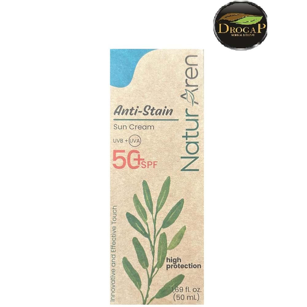NATUR AREN GÜNEŞ KREMİ SU BAZLI 50 SPF 50 ML ANTİ STAİN ( SU BAZLI )