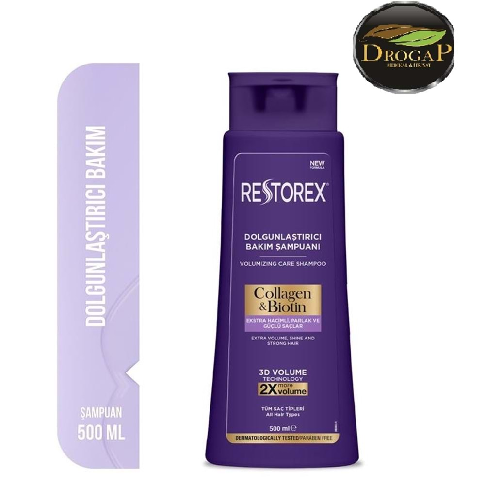 RESTOREX ŞAMPUAN 500 ML COLLAGEN & BİOTİN DOLGUNLAŞTIRICI TÜM SAÇLAR İÇİN