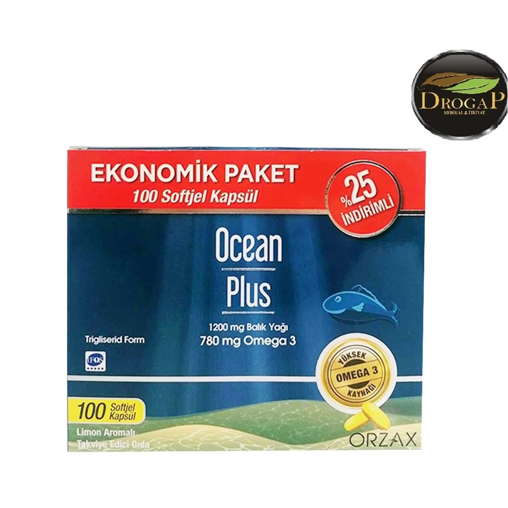 OCEAN PLUS BALIK YAĞI OMEGA 3 1200 MG 100 SOFTJEL KAPSÜL ( % 25 İNDİRİMLİ )