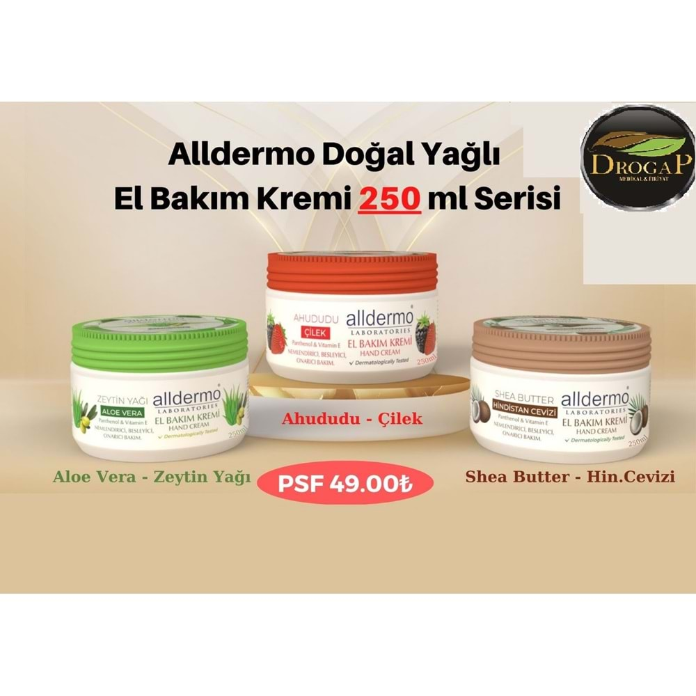 ALLDERMO EL BAKIM KREMİ 250 ML ( HİNDİSTAN CEVİZİ )