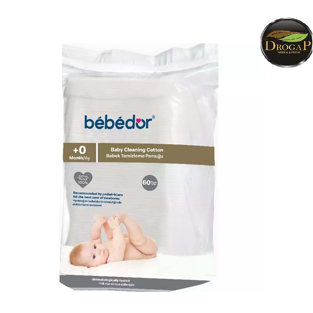 BEBEDOR BEBEK TEMİZLEME PAMUĞU 60 ADETLİ