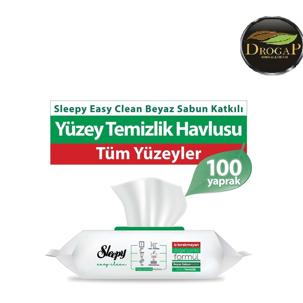 SLEEPY EAS CLEAN YÜZEY TEMİZLEME HAVLUSU 100 LÜ ( BEYAZ SABUN KATKILI )