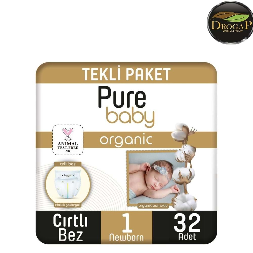 PURE BABY ÇOCUK BEZİ ORGANİC NEWBORN 2-5 KG 32 Lİ NO : 1