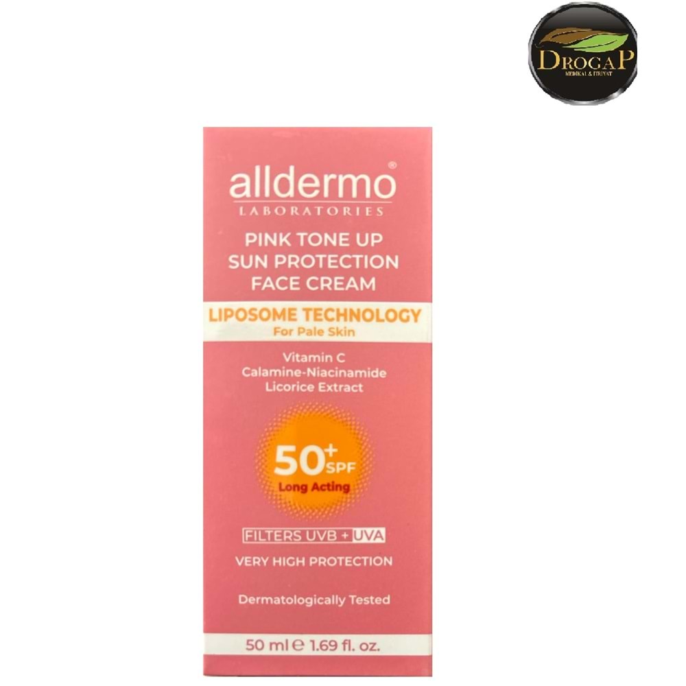 ALLDERMO GÜNEŞ KREMİ SPF 50+ 50 ML ( TON EŞİTLEYİCİ PEMBE ) SOLUK CİLTLER İÇİN