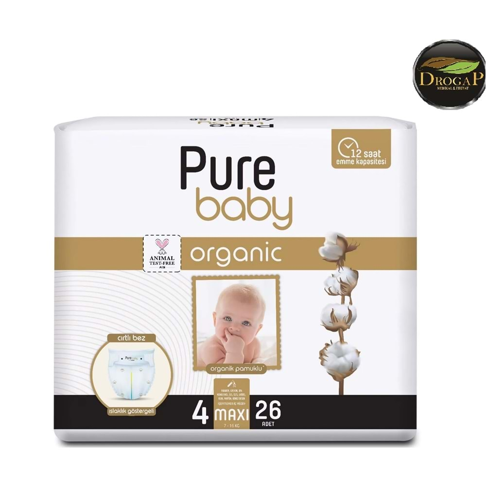 PURE BABY ÇOCUK BEZİ ORGANİC NEWBORN 7-16 KG 26 LI NO : 4