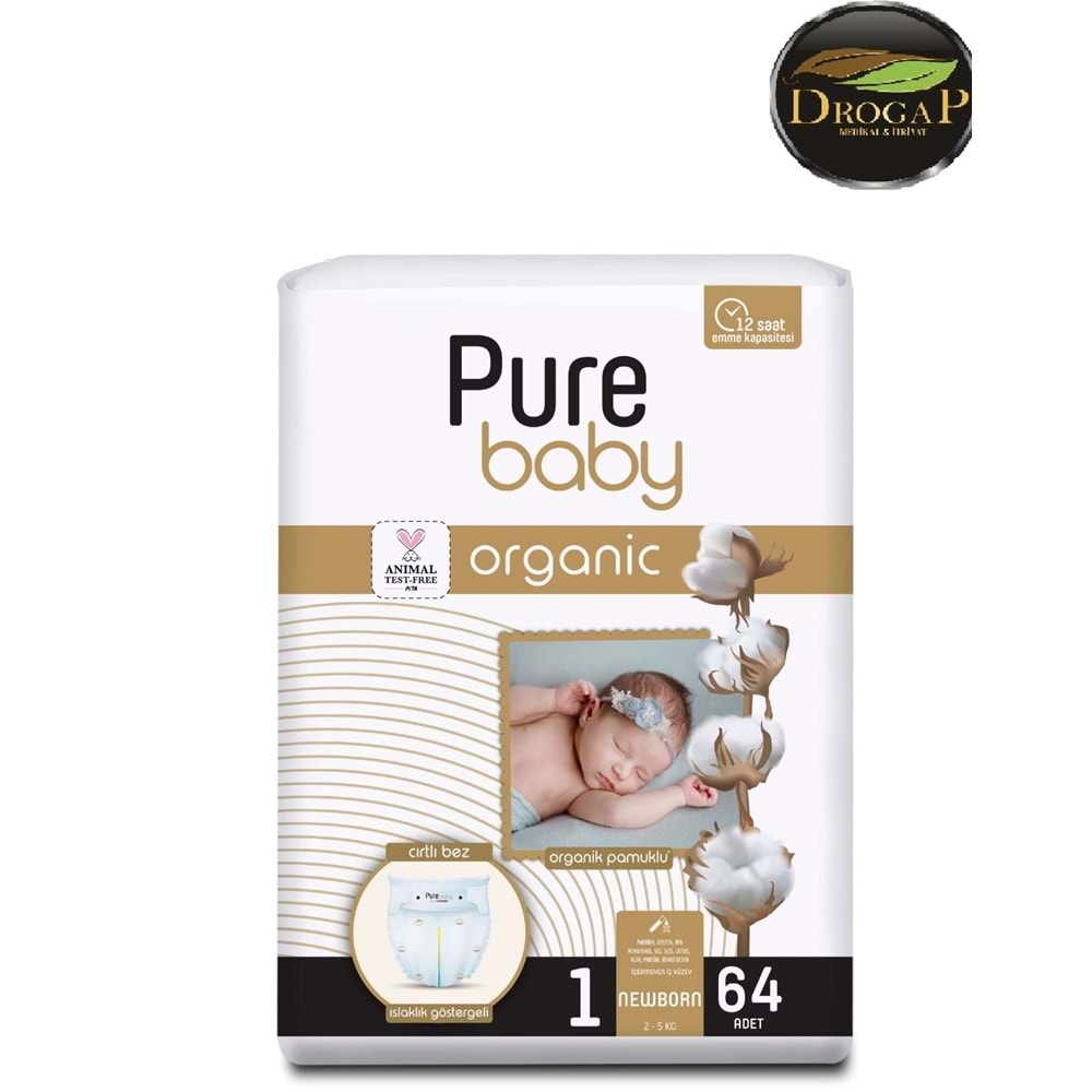 PURE BABY ÇOCUK BEZİ ORGANİC NEWBORN 2-5 KG 64 LÜ NO : 1