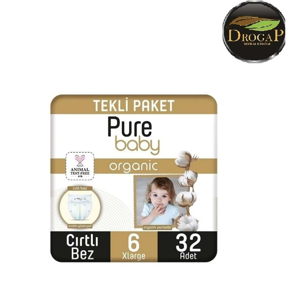 PURE BABY ÇOCUK BEZİ ORGANİC NEWBORN XLARGE 15-27 KG 32 Lİ NO : 6