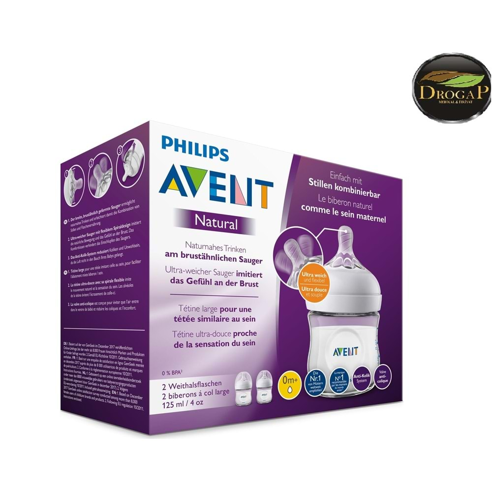 AVENT BİBERON NATURAL PP 125 ML 2 Lİ PAKET 0M+ NO : 1