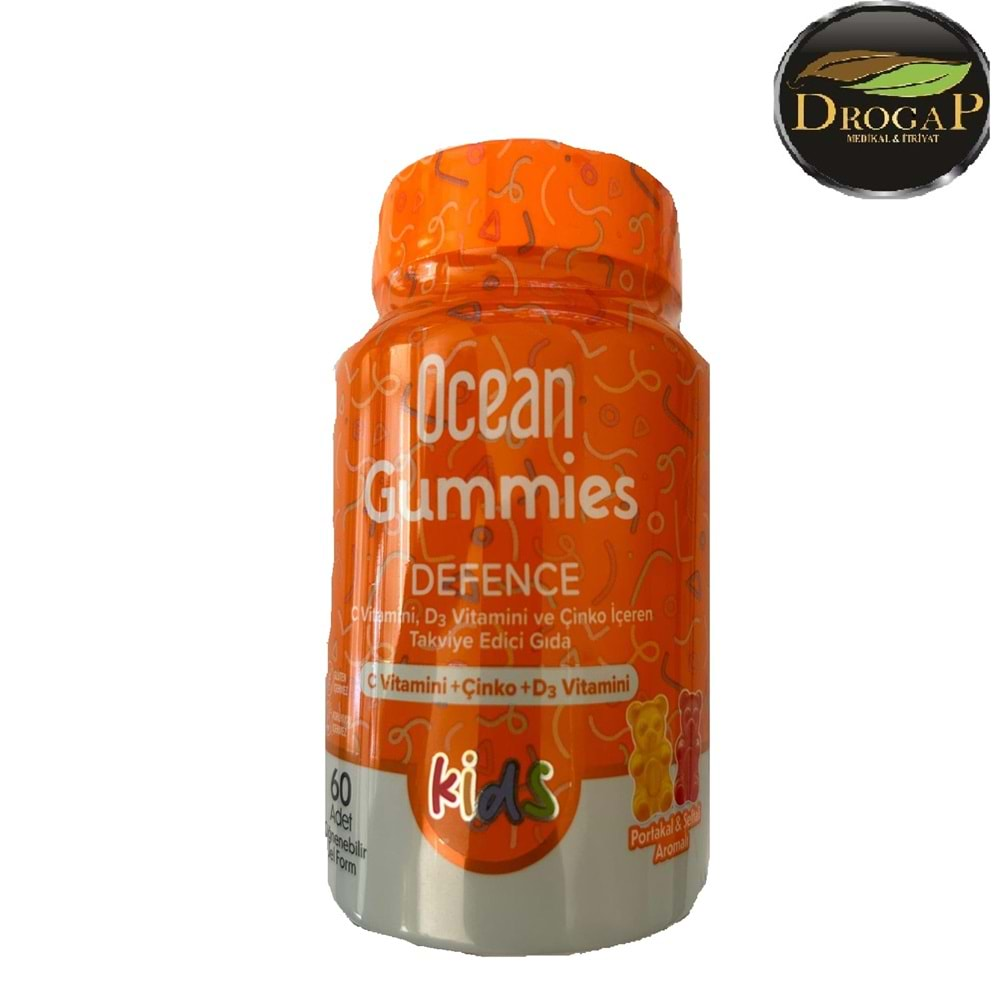 OCEAN GUMMİES DEFENCE VİT.C & ÇİNKO & VİT.D3 60 ÇİĞNENEBİLİR JEL FORM ( PORTAKAL AROMALI )