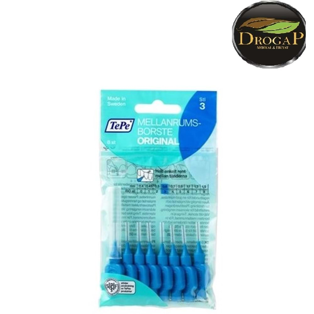 TEPE ARAYÜZ FIRÇASI MAVİ 0,6 ML 8 Lİ PAKET ( NO : 3 )