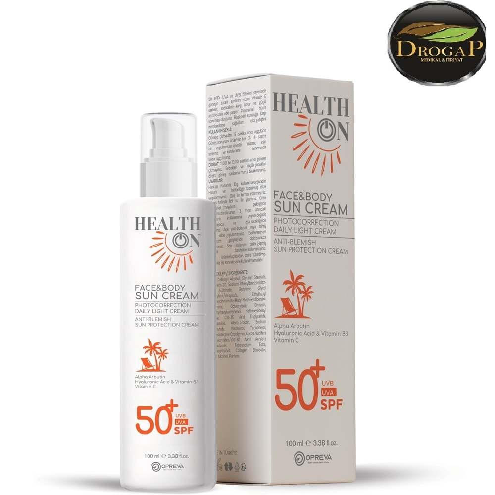 HEALTH ON GÜNEŞ KREMİ SPF50+ 100 ML ( AKNE KARŞITI & RENK TONU DÜZENLEYİCİ )( OPREVA )