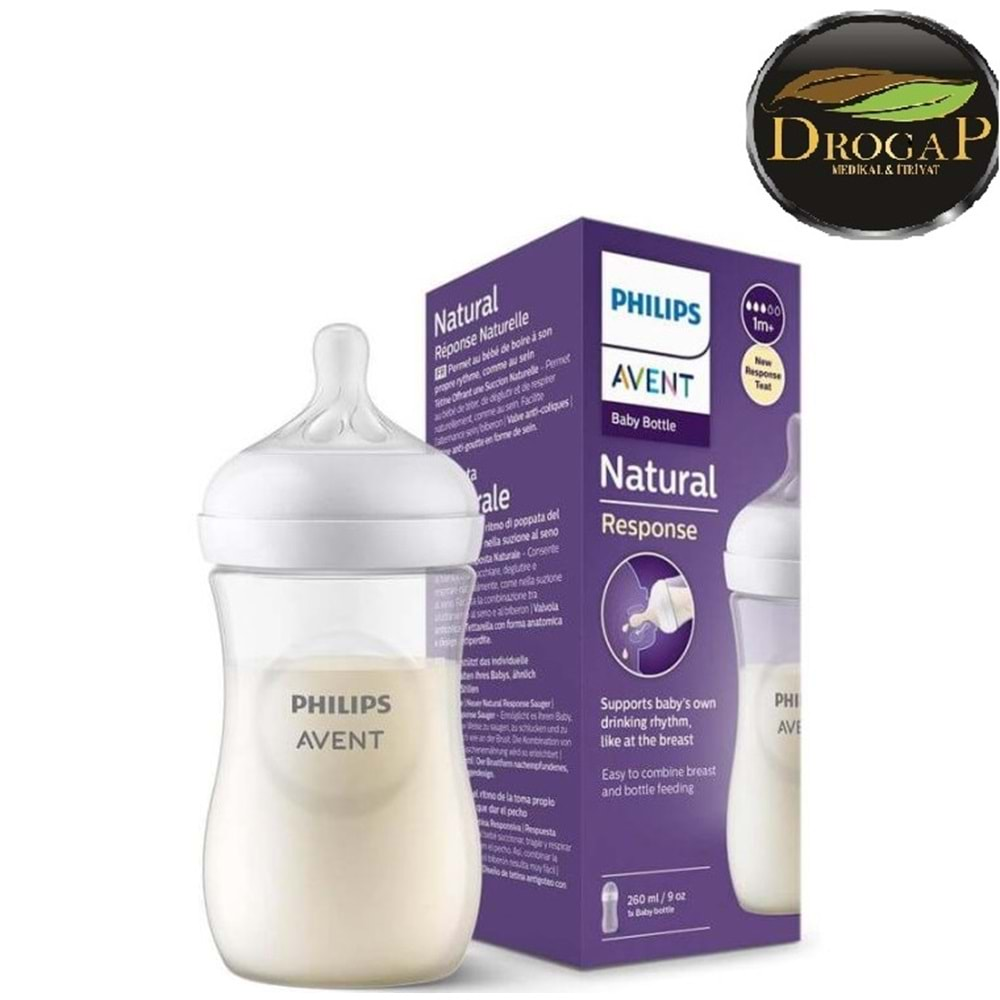 AVENT BİBERON NATURAL PP RESPONSE DOĞAL TEPKİLİ 1+ AY 260 ML NO : 1