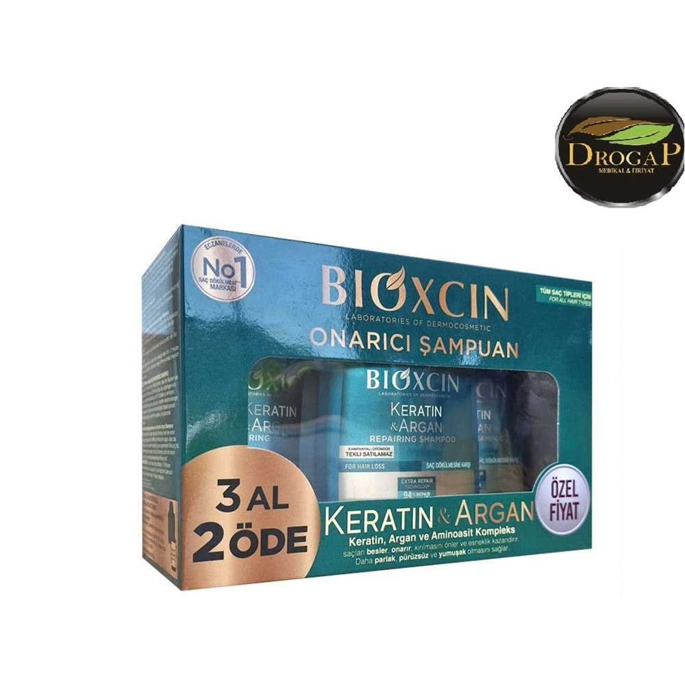 BİOXCIN KERATİN & ARGAN ONARICI ŞAMPUAN 300 ML & 3 AL 2 ÖDE KOFRE PAKET