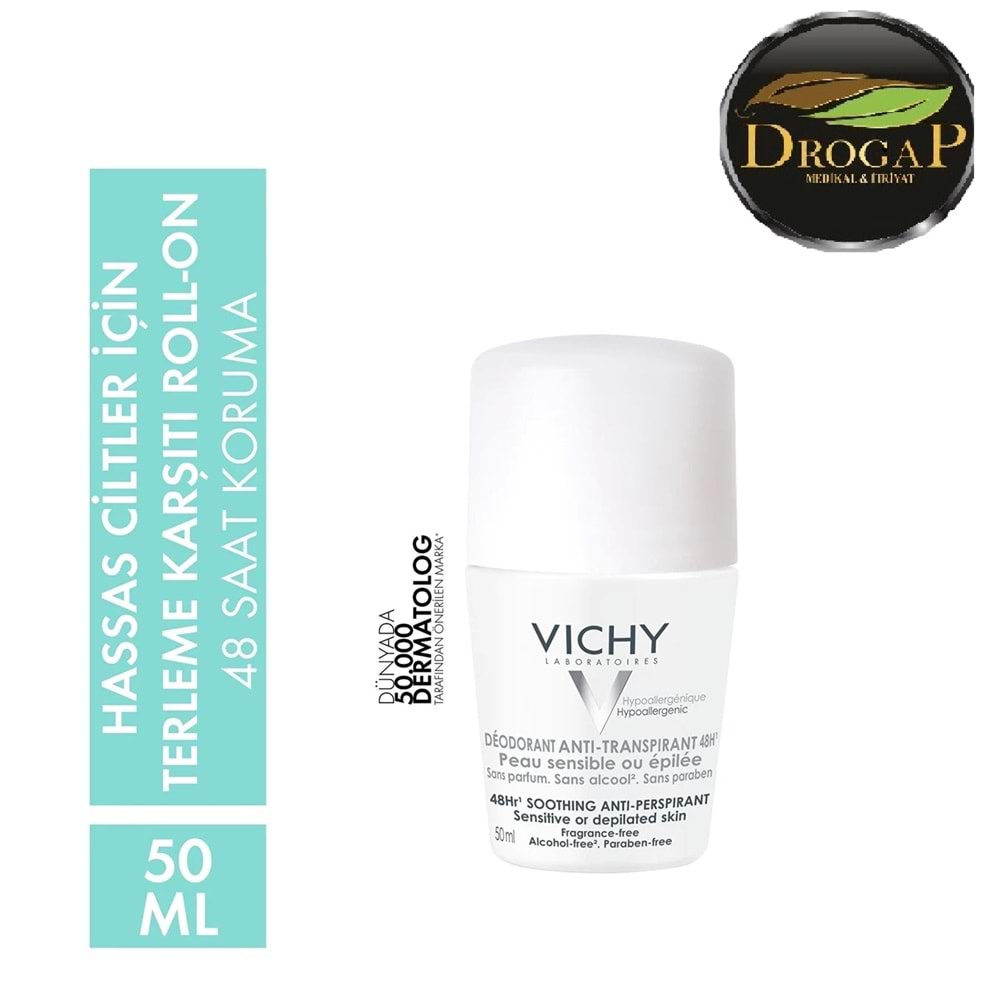 VİCHY ROLL-ON DEODORANT SENSİTİVE SKİN 50 ML HASSAS CİLTLER İÇİN ( 48 SAAT ETKİLİ )