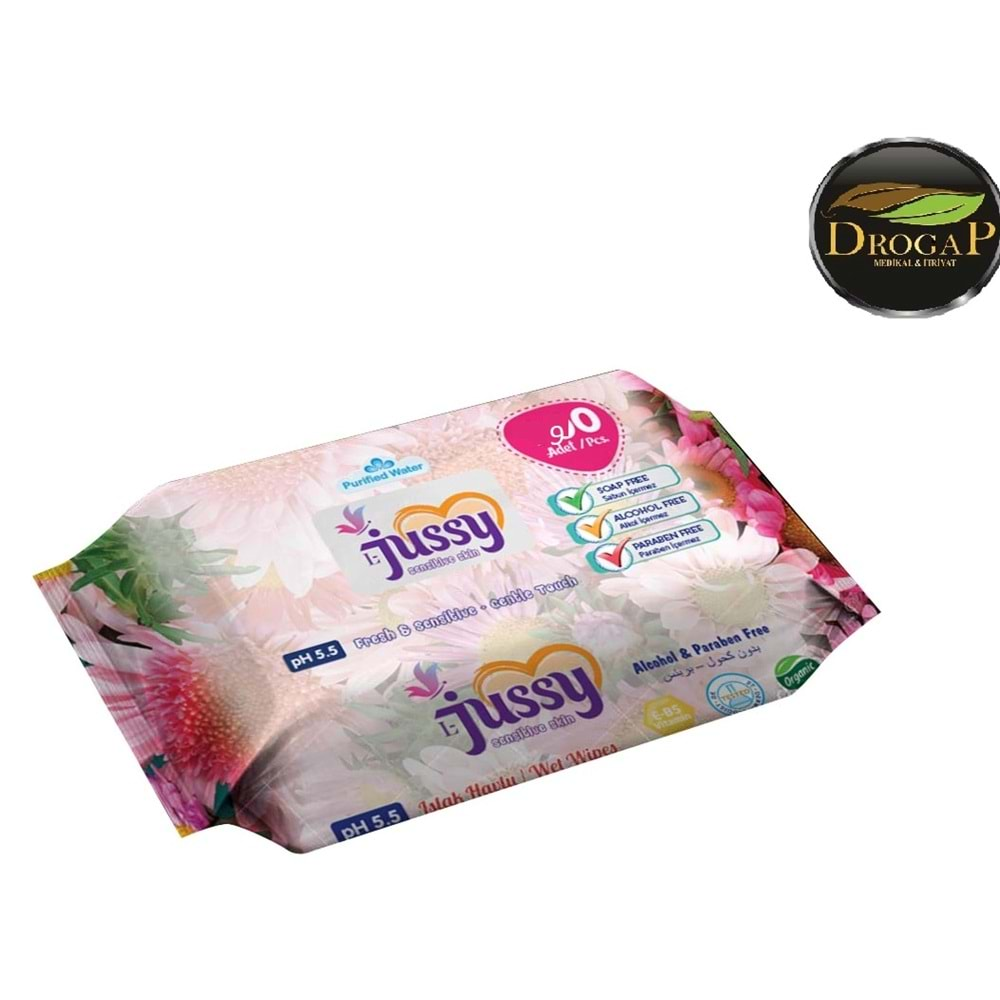 JUSSY SENSİTİVE ISLAK MENDİL 90 YAPRAKLI PH 5.5 ( ALKOL VE PARABEN İÇERMEZ )