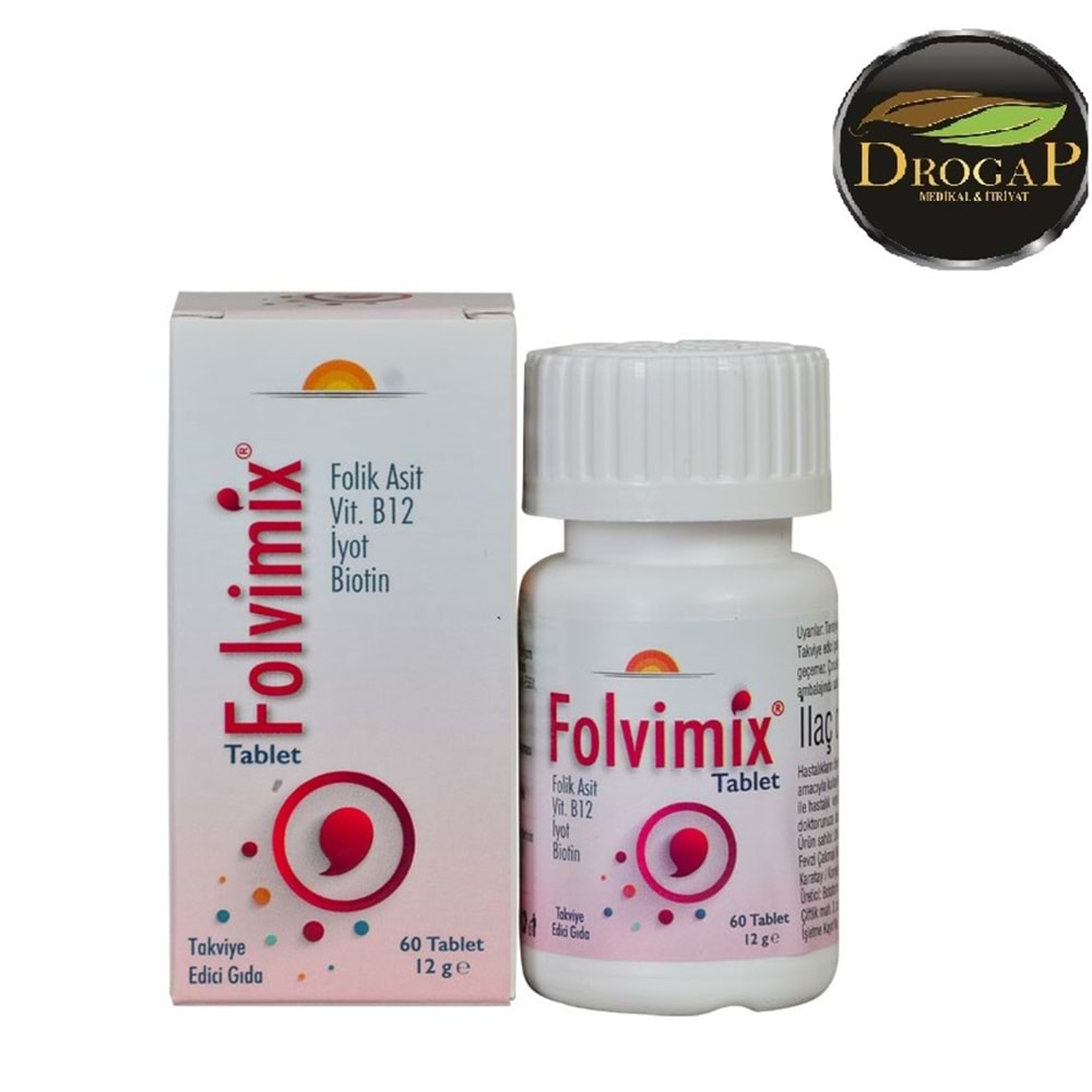 FOLVİMİX FOLİK ASİT 60 TABLET ( VİT.B12 & İYOT & BİOTİN )