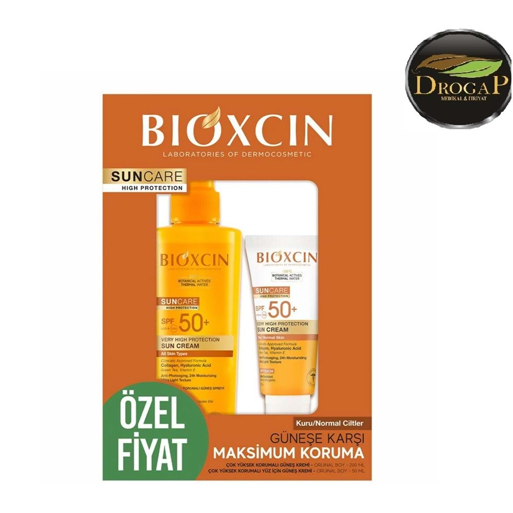 BİOXCIN GÜNEŞ KREMİ SPREY SUN CARE SPF50+ HİPOALERJENİK 200 ML SPREY FORMU & BİOXCIN GÜNEŞ KREMİ 50 ML KOFRE PAKET