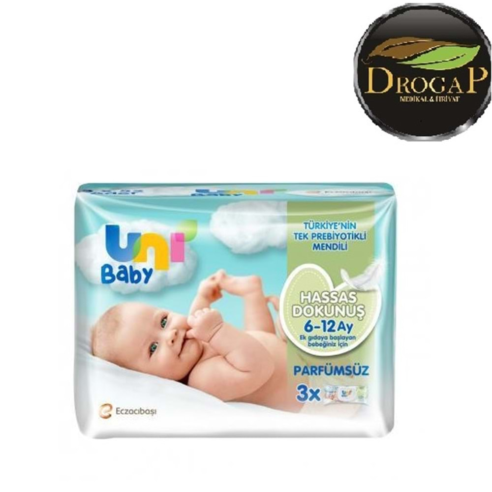 UNİ BABY HASSAS DOKUNUŞ ISLAK MENDİL 6-12 AY 52 YAPRAKLI 3 LÜ PAKET PARFÜMSÜZ