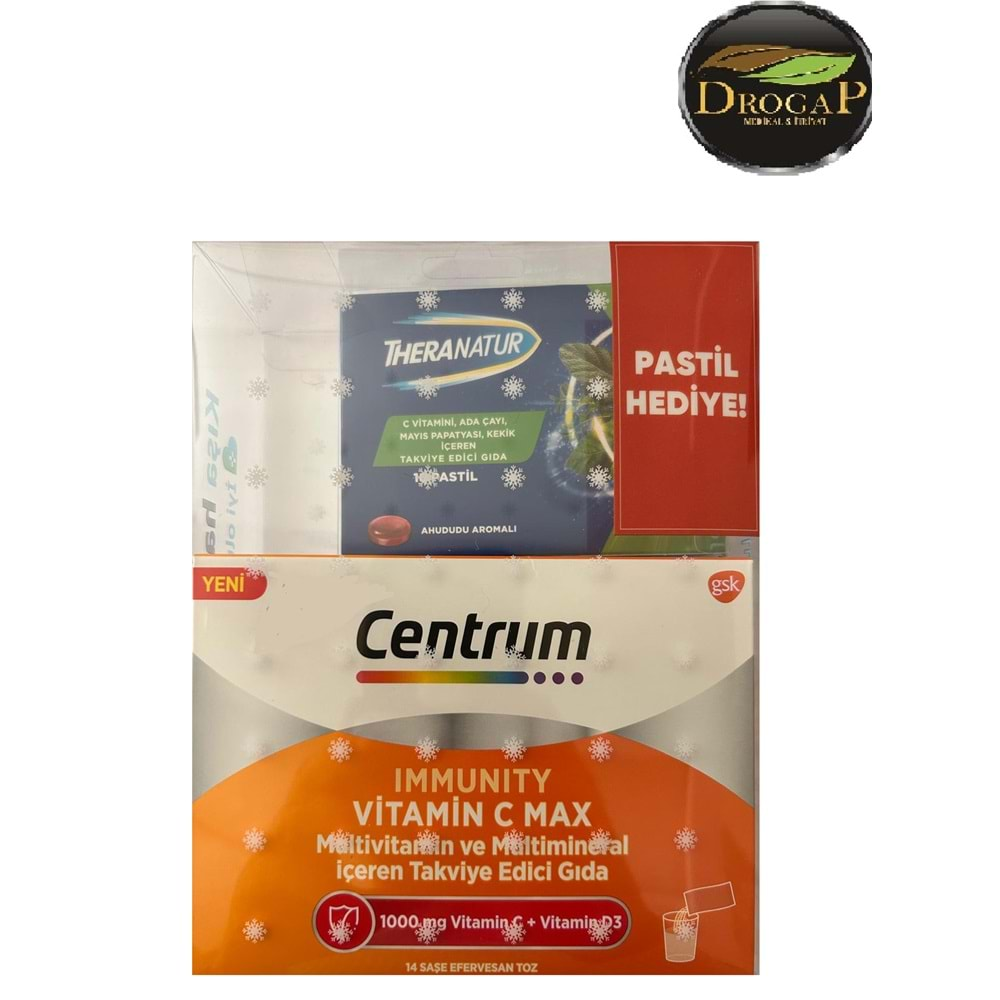 CENTRUM VİTAMİN C MAX 1.000 MG 14 SAŞE + THERANATUR PASTİL HEDİYELİ