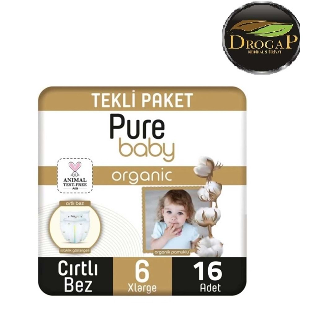PURE BABY ÇOCUK BEZİ ORGANİC NEWBORN 15-27 KG 16 LI XLARGE NO : 6