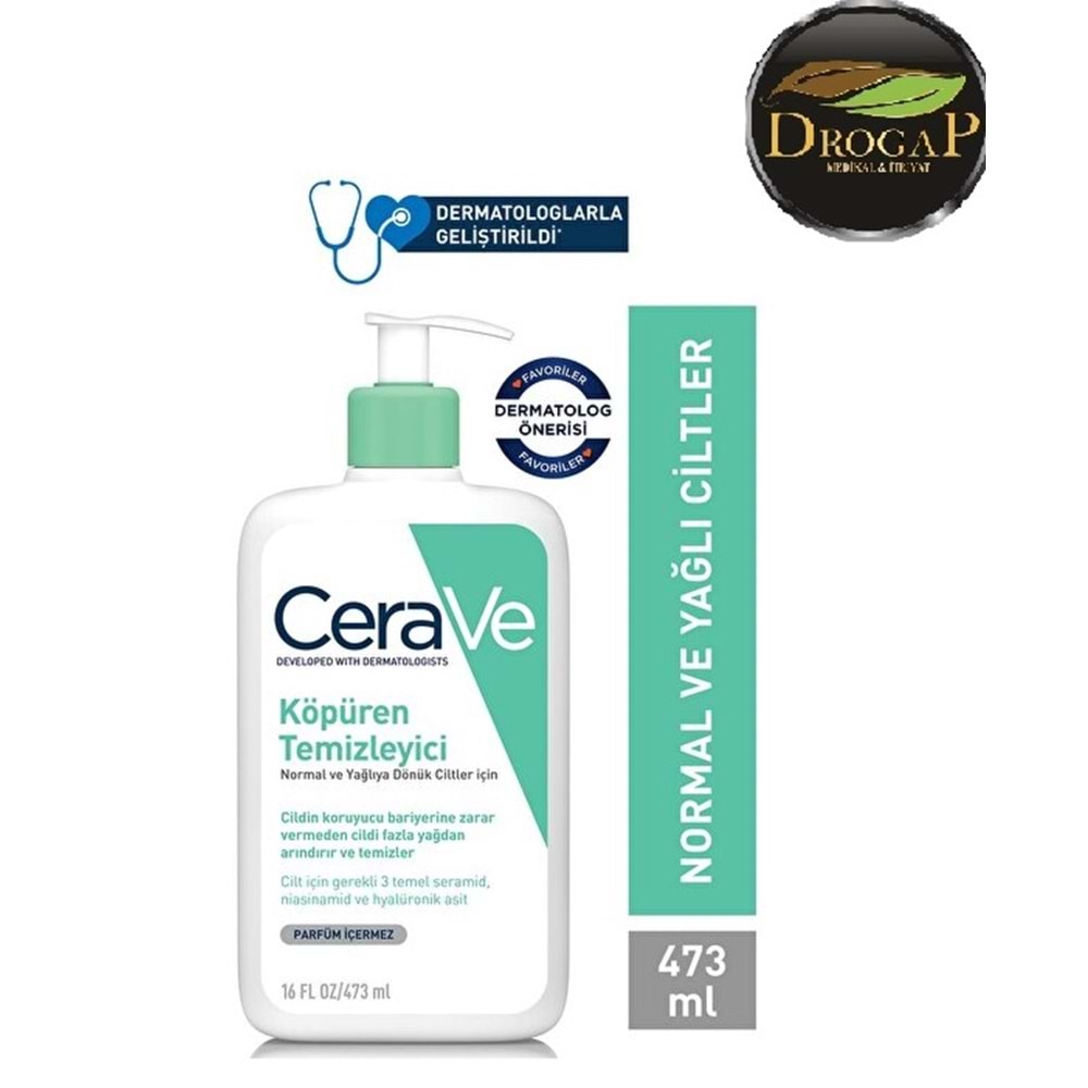 CERAVE FOAMİNG CLEANSER YÜZ TEMİZLEME JELİ 473 ML ( NORMAL & YAĞLIYA DÖNÜK CİLTLER İÇİN )