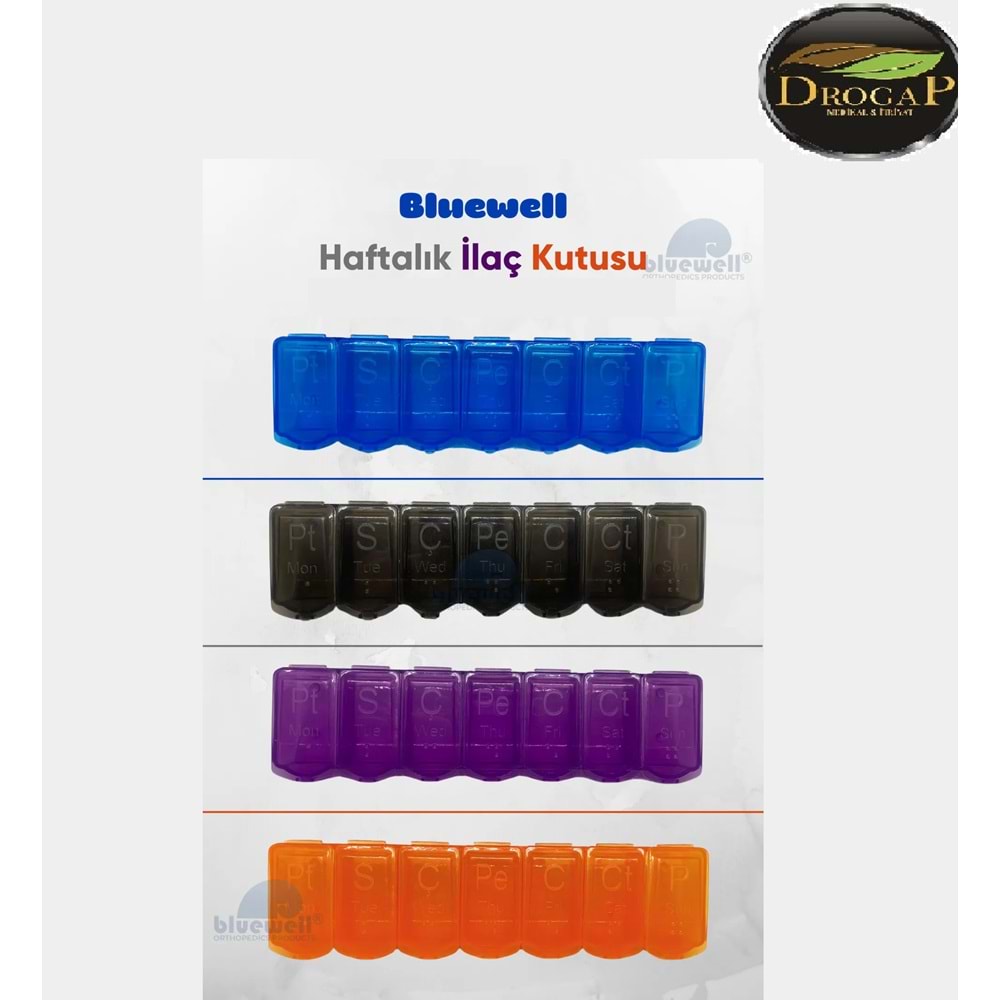 BLUEWEL İLAÇ SAKLAMA KUTUSU HAFTALIK RENKLİ