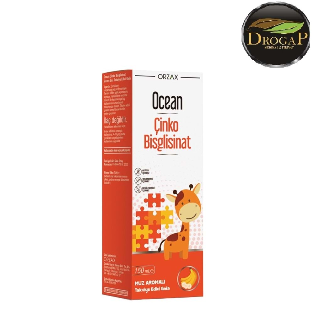 OCEAN ÇİNKO BİSGLİSİNAT ŞURUP 150 ML ( MUZ AROMALI )