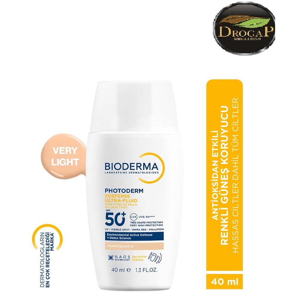 BİODERMA PHOTODERM X DEFENSE SPF 50+ 40 ML VERY LİGHT ( RENKLİ ) GÜNEŞ KREMİ (SU BAZLI )