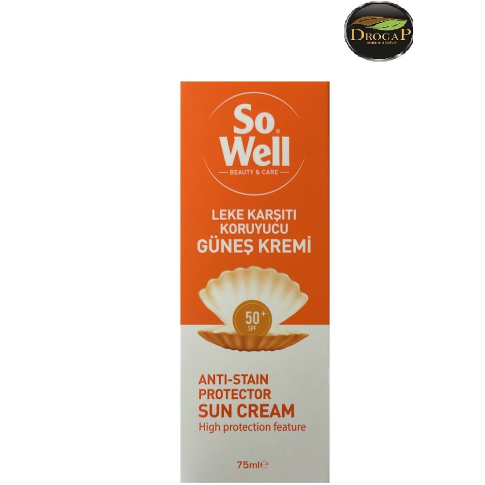 SO WELL SUNCARE KORUYUCU GÜNEŞ KREMİ SPF 50+ UVA&UVB ANTİ-STAİN 75 ML