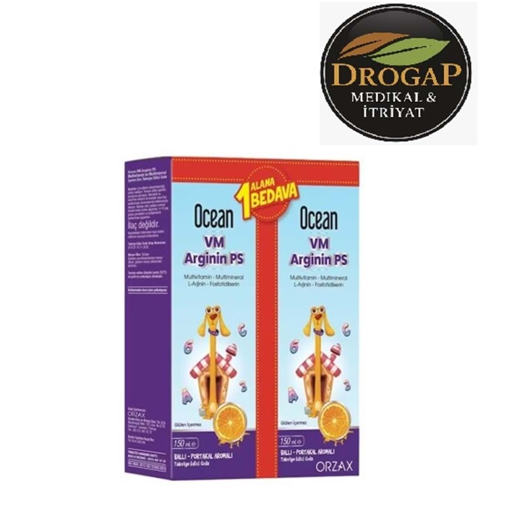OCEAN VM ARGİNİN PS ŞURUP 150 ML 1 ALANA 1 BEDAVA 2 Lİ PAKET