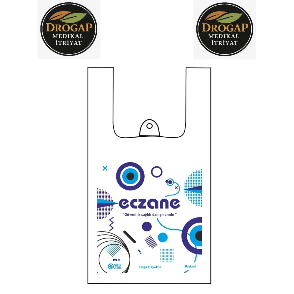 DROGAP BİO ECZANE POŞETİ 20 X 35 EBAT ( ATLET ) NO : 2 ( 300 ADETLİ )
