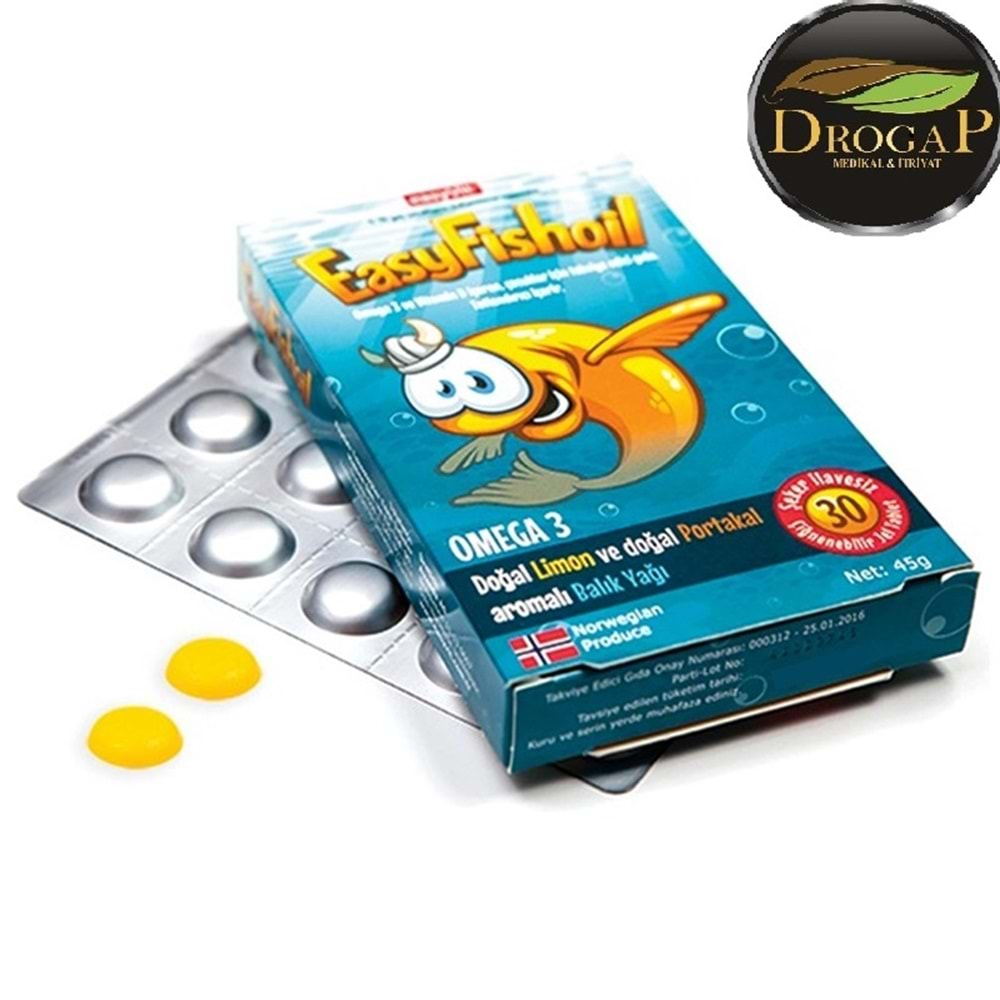 EASY FİSHOİL OMEGA 3 ÇİĞNENEBİLİR JEL FORM 30 TABLET ( LİMON & PORTAKAL ) AROMALI