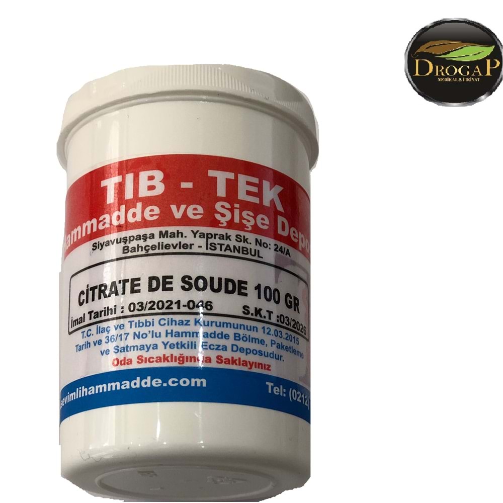 TIB-TEK SODYUM SİTRAT ( CİTRATE DE SOUDE ) 100 GR