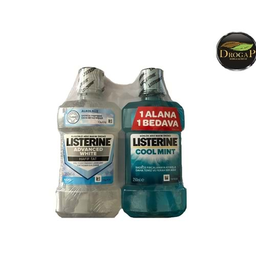 LISTERINE ADVANCED WHITE HAFİF TAT 250 ML + COOL MINT 250 ML HEDİYELİ