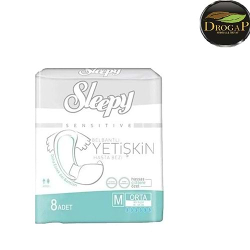 SLEEPY SENSİTİVE HASTA BEZİ MEDİUM 8 Lİ ORTA BOY BEL BANTLI BEL ÖLÇÜSÜ : 85 - 125 CM