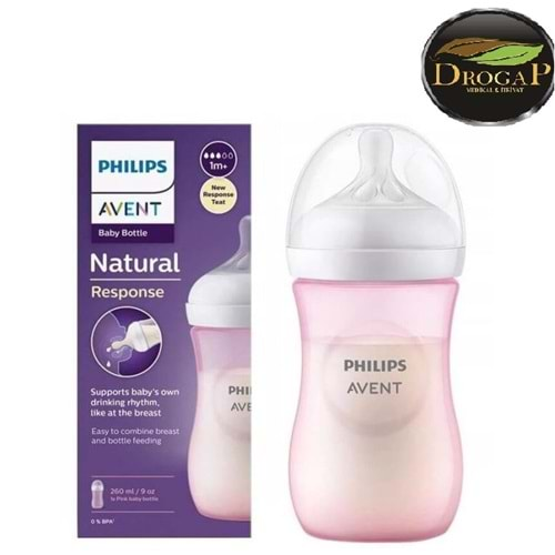 AVENT BİBERON NATURAL PP RESPONSE DOĞAL TEPKİLİ 1+ AY 260 ML NO : 1 PEMBE